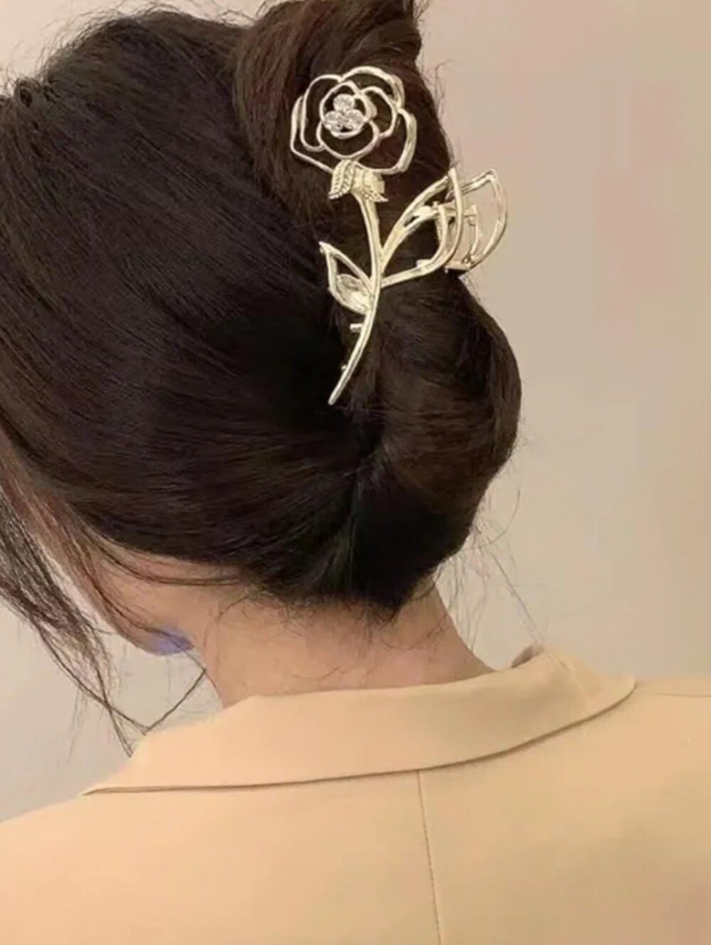 BRUSH Gold Floral Rose Hair Pin for Women